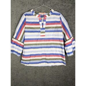 Vilagallo Blouse Womens 42 Striped Pullover Color Block Top Casual
